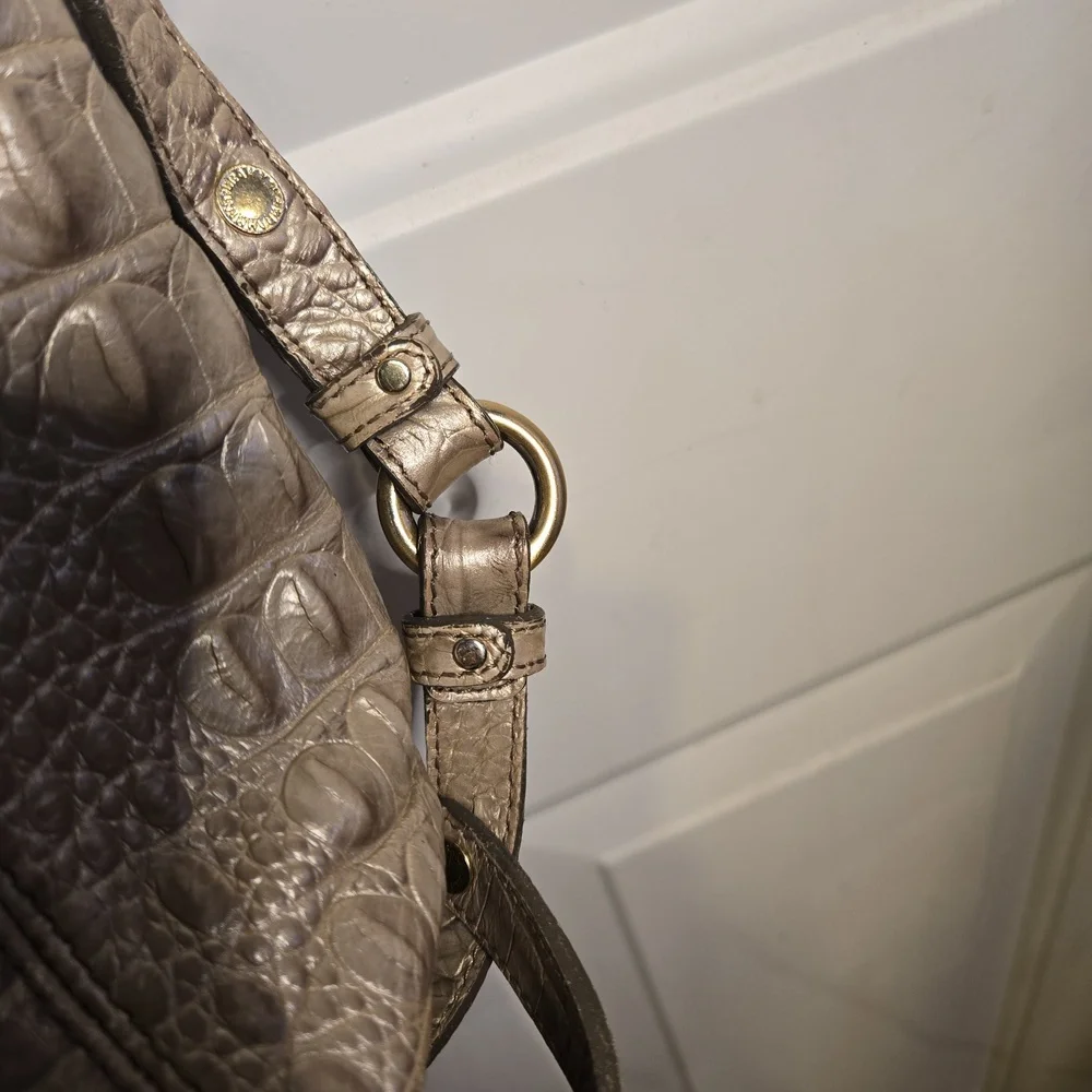 Authentic Brahmin Mini Arno Melbourne Beige Leather Satchel Handbag Shoulder Bag - Picture 11 of 11